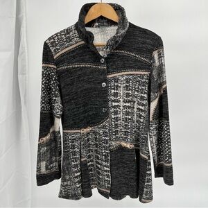 Damee, Inc Womens Wired Collar Art To Wear Swing Jacket Size M Zipper Pattern